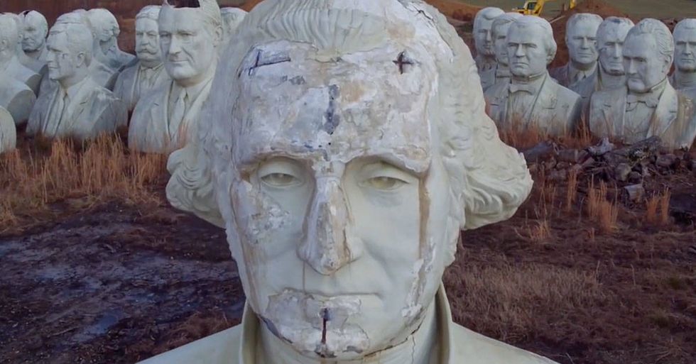 43 giant presidents' heads are sitting in the middle of a Virginia