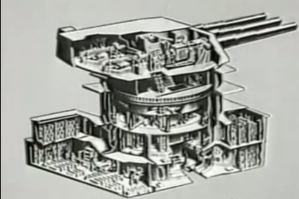 Here is a look at the 16inch turrets on a battleship Americas