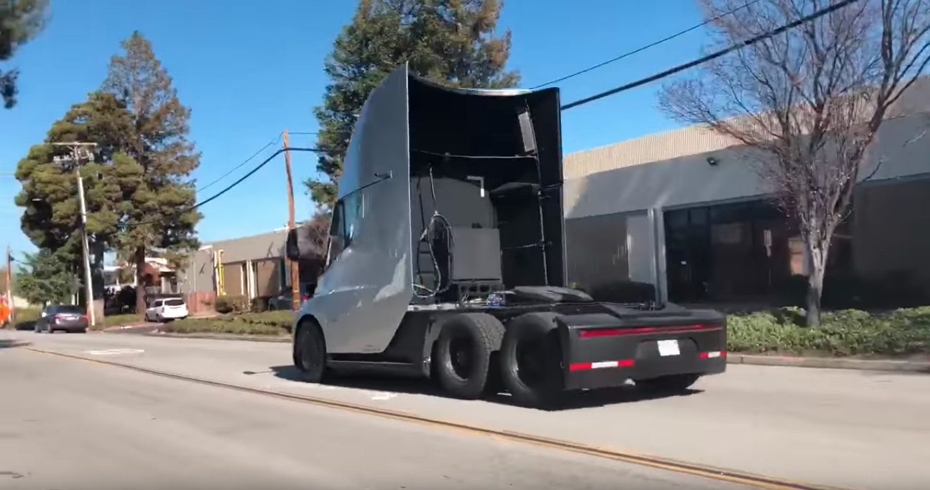 Tesla truck spotted laying rubber as it accelerates down public street