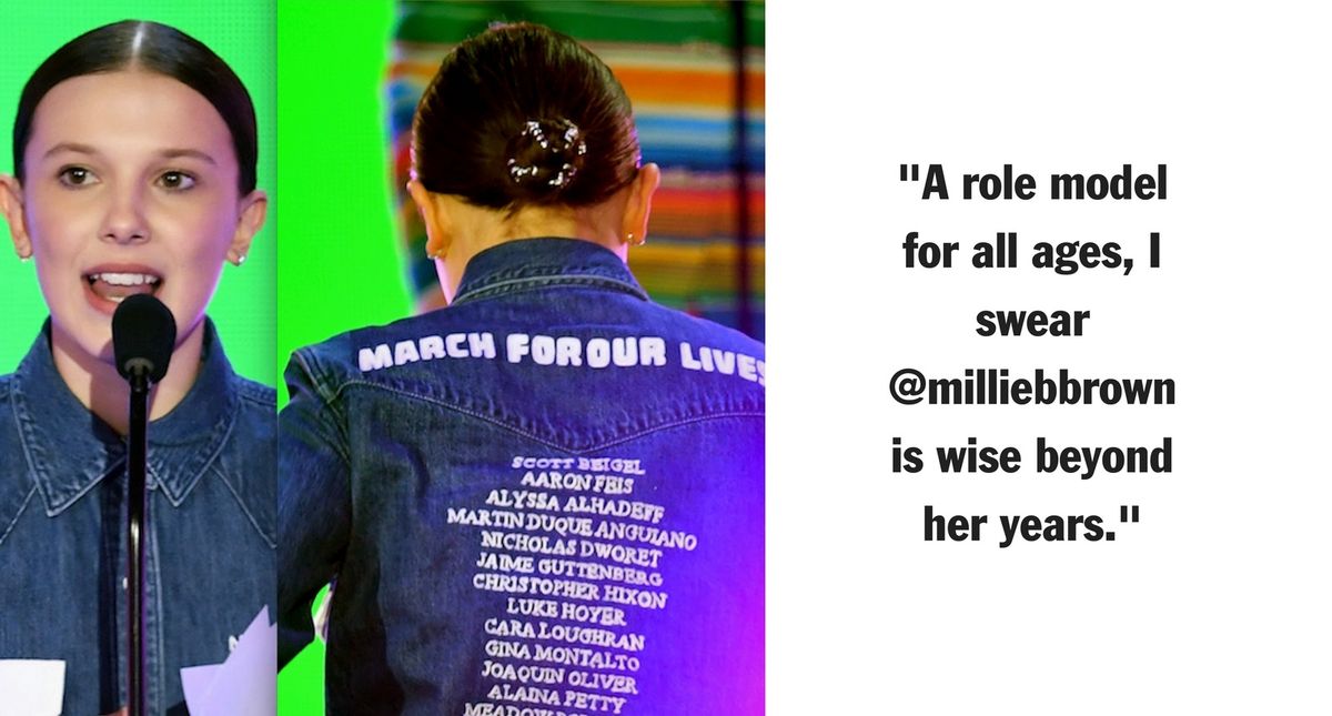 Millie Bobby Brown Dedicated Her Nickelodeon Kids' Choice Award to  Parkland Victims