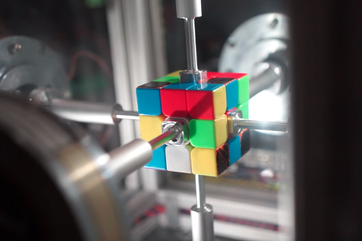 Watch robot built with two $7 cameras solve Rubik's cube in record-breaking 0.38 seconds