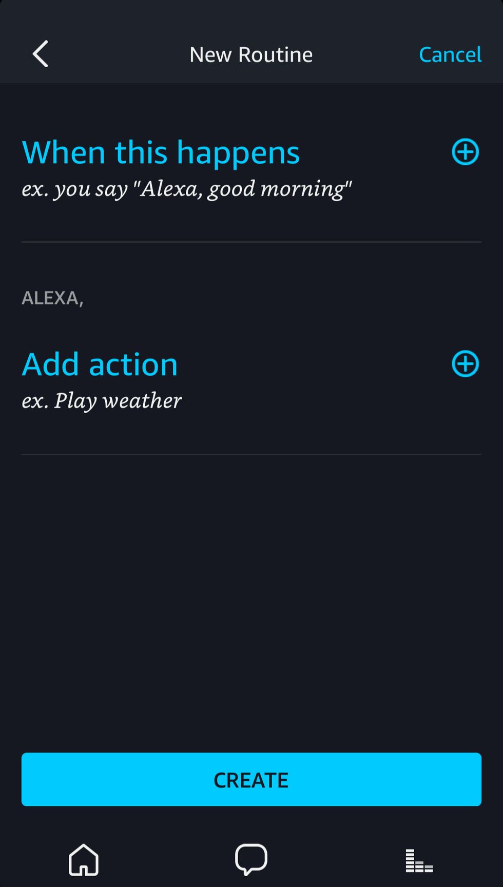 a screenshot of rountines in Alexa app