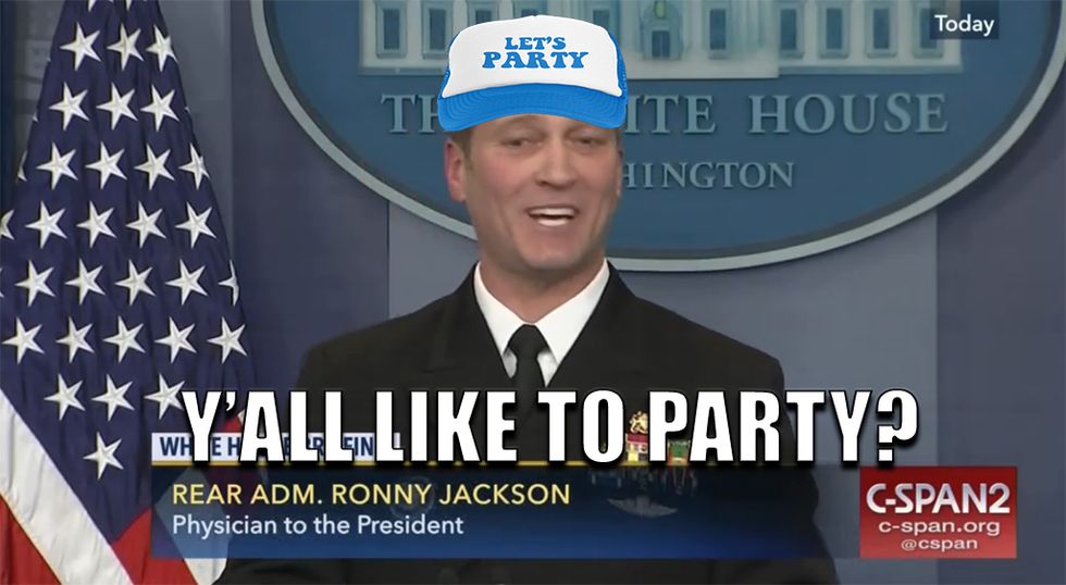 Dr. Ronny Jackson PEACES OUT. Wonkagenda For Thurs., April 26, 2018