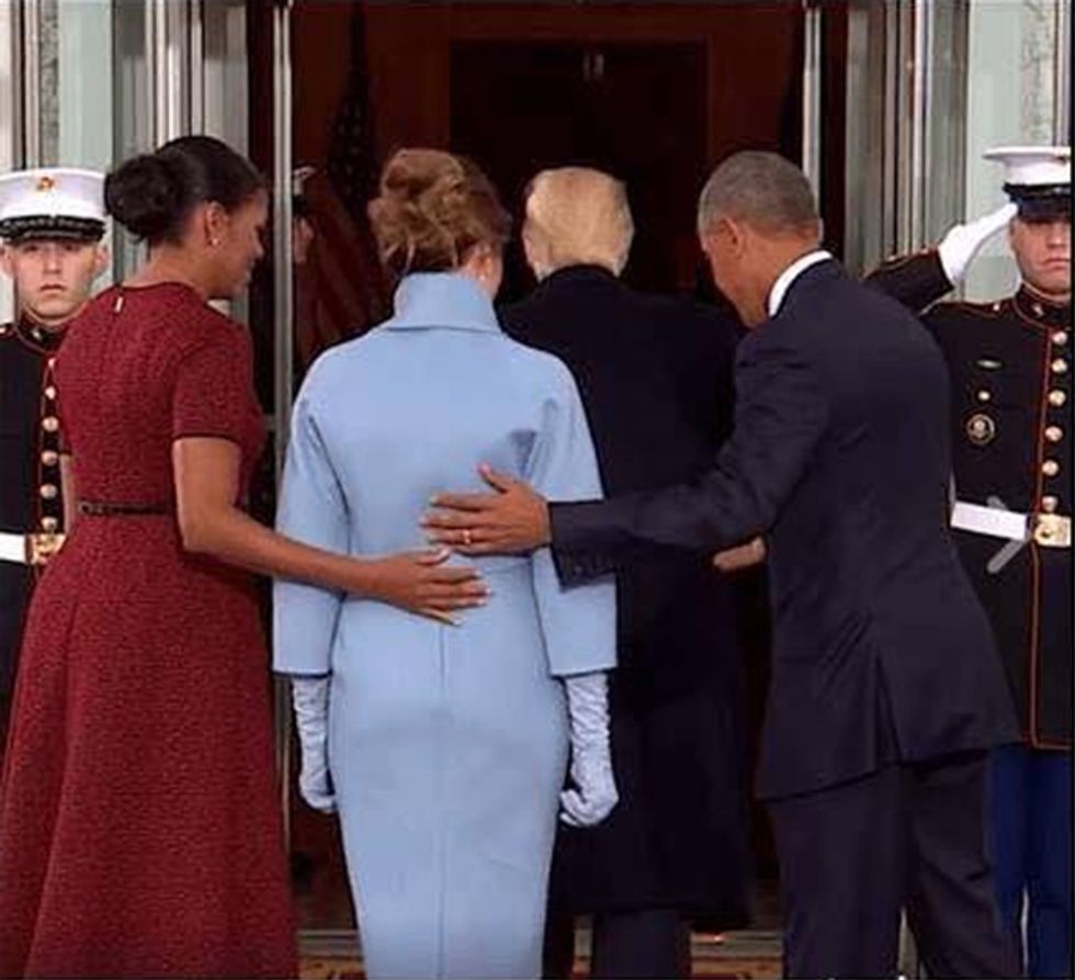 Classy Obamas Rescue Poor Abandoned Melania Trump, Whose Husband Is A Gross Mean Jerk