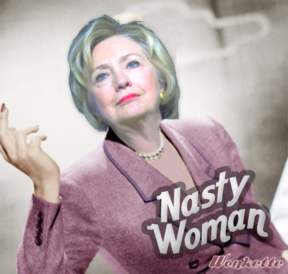 Here Is Wonkette's Nasty Woman Tee And Tote And Coffee Mug And Onesie And All Of The Things
