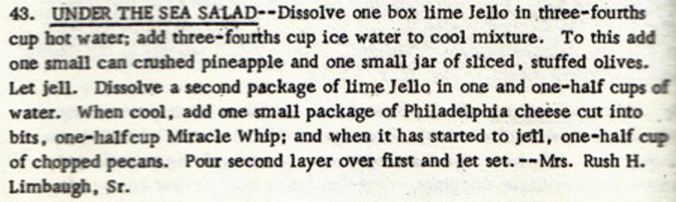 This Real Recipe From Rush Limbaugh Has Jello, Stuffed Olives, And Miracle Whip In It