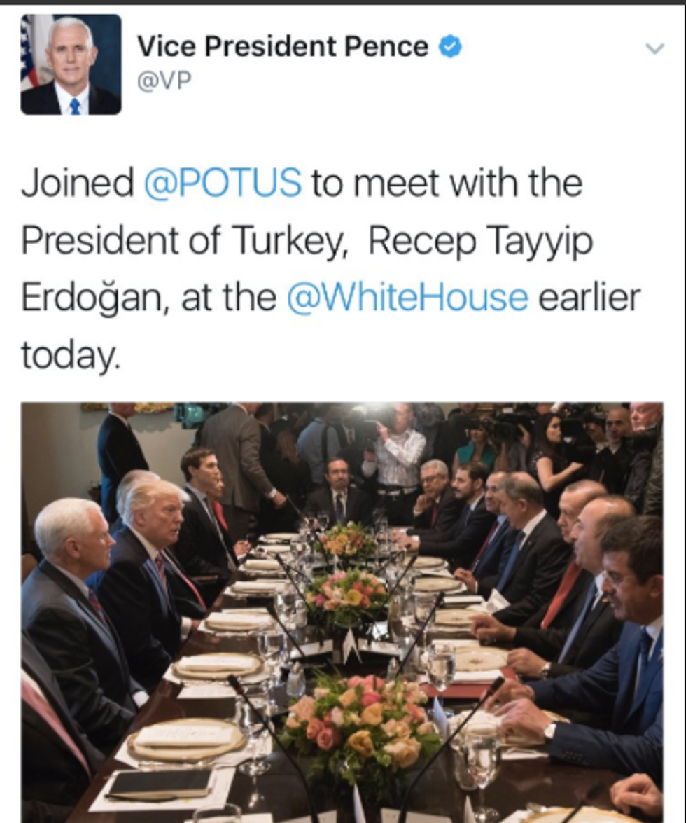 Mike Pence All 'Erdogan Who?' As Turkish Pres's Bodyguards Go Wilding. On Americans. In America.