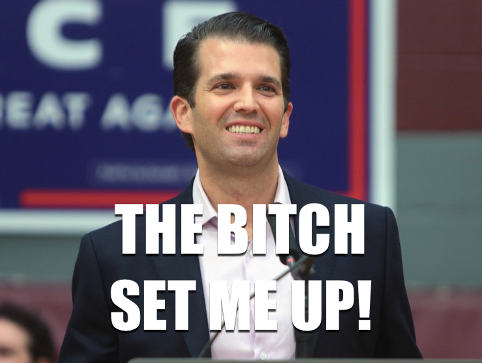 Donny Trump Jr SO MAD Hillary Clinton Tricked Him Into Colluding With Russians, Just The Once