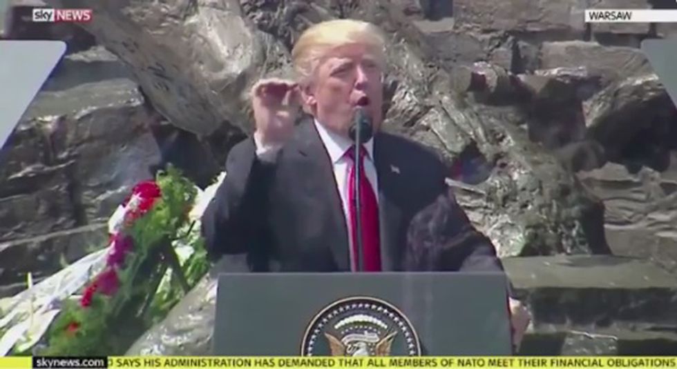 Polish Crowds Cheer Trump, As Ordered