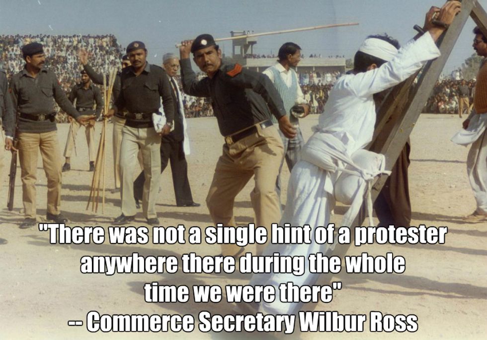 Trump Commerce Secretary Delighted By Lack of Saudi Arabian Protesters. Because They're Dead