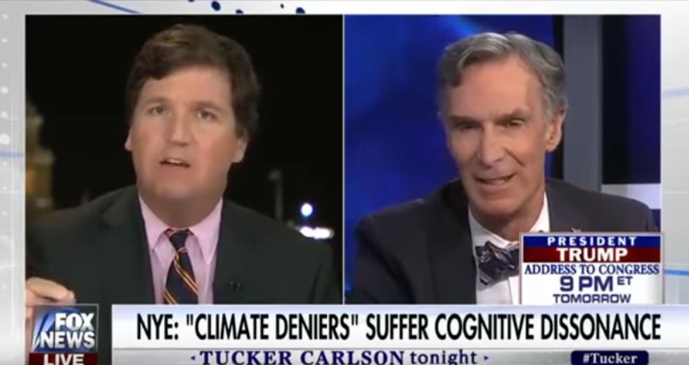 On Climate, Tucker Carlson Teaches Bill Nye How To Be So Open-Minded Your Brain Falls Out. Your Open Thread!