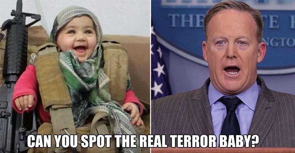 Sean Spicer: Thank Trump For Protecting Us From Terrorist 5-Year-Olds. THANK HIM OR ELSE.