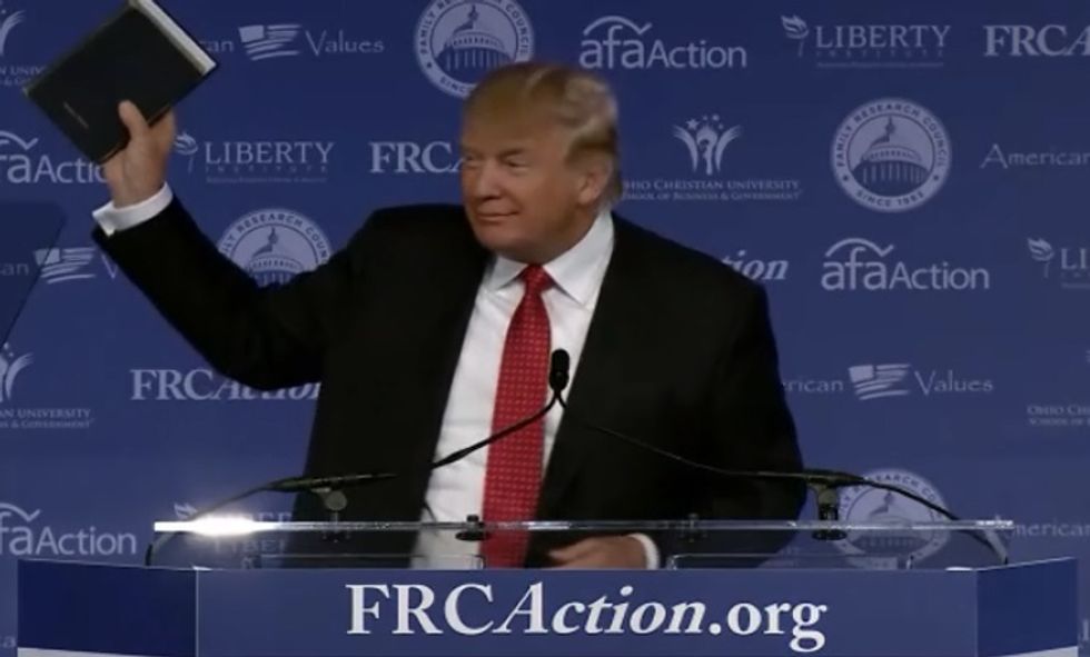 Donald Trump Takes Out His Jesus Thing, Waves It At Christian Voters