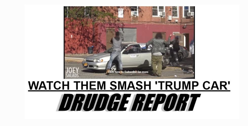 DRUDGE SIRENS! Black People Beat Up Nice Trump Supporter's Car In Obviously Fake Video!