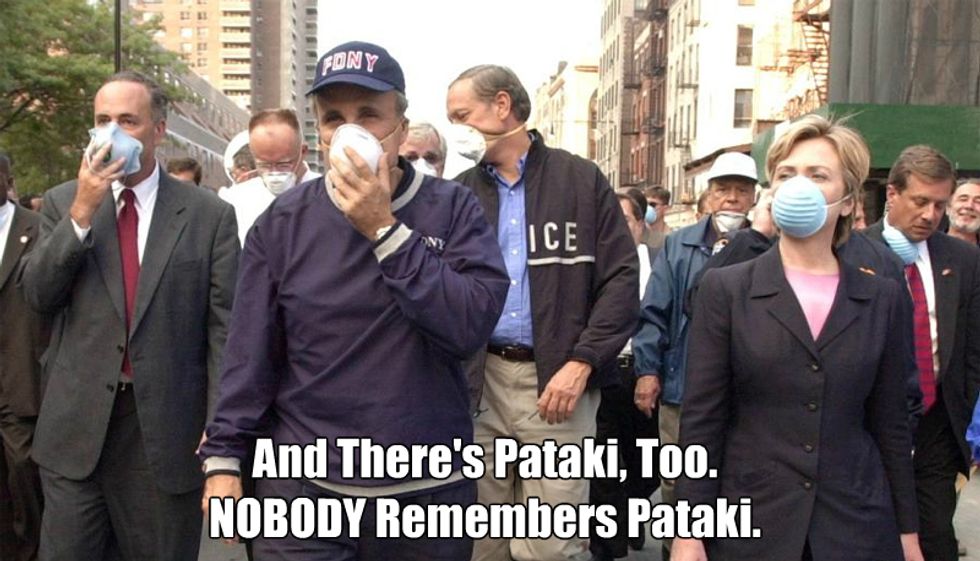 Rudy Giuliani Doesn't Remember Seeing Hillary Clinton On 9/11. Maybe She Was Flying The Planes!