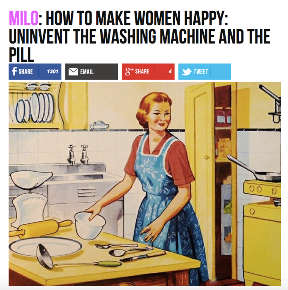 Breitbart's Milo Knows How To Make Women Happy, And It Is By Uninventing Washing Machines
