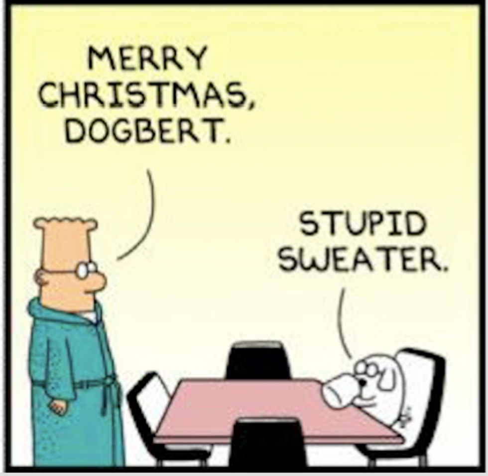 When Will You Ladies Stop Humiliating The Weird Dilbert Guy With Your Gifts Of V-Neck Sweaters?