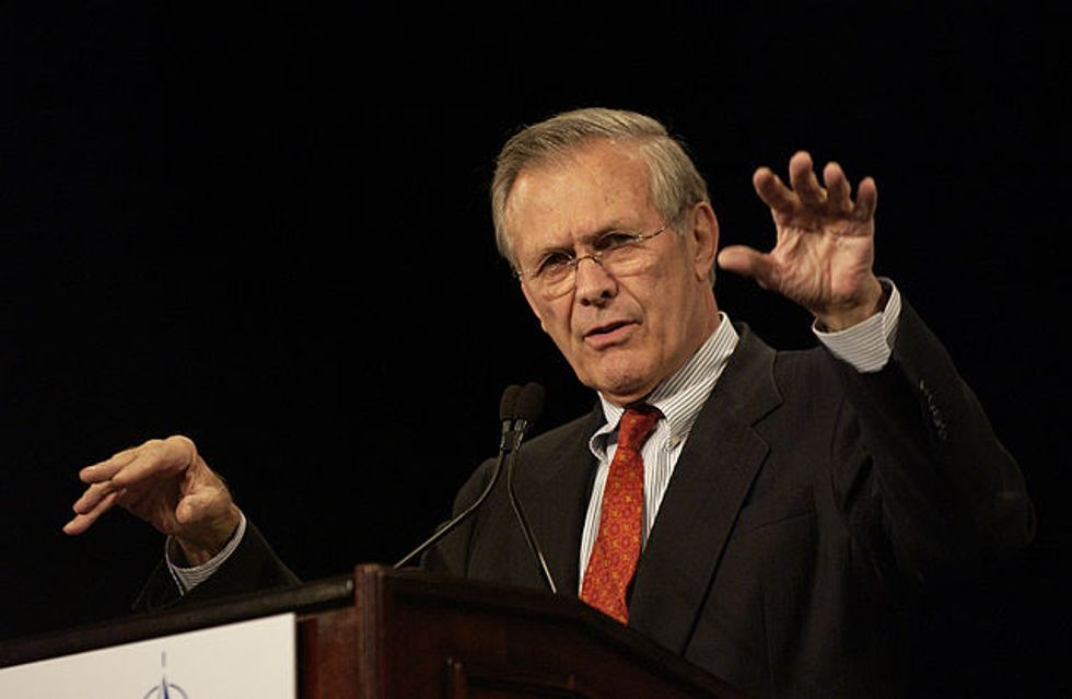 Donald Rumsfeld Has Nothing To Say About Torture, But He'd Like Your Money
