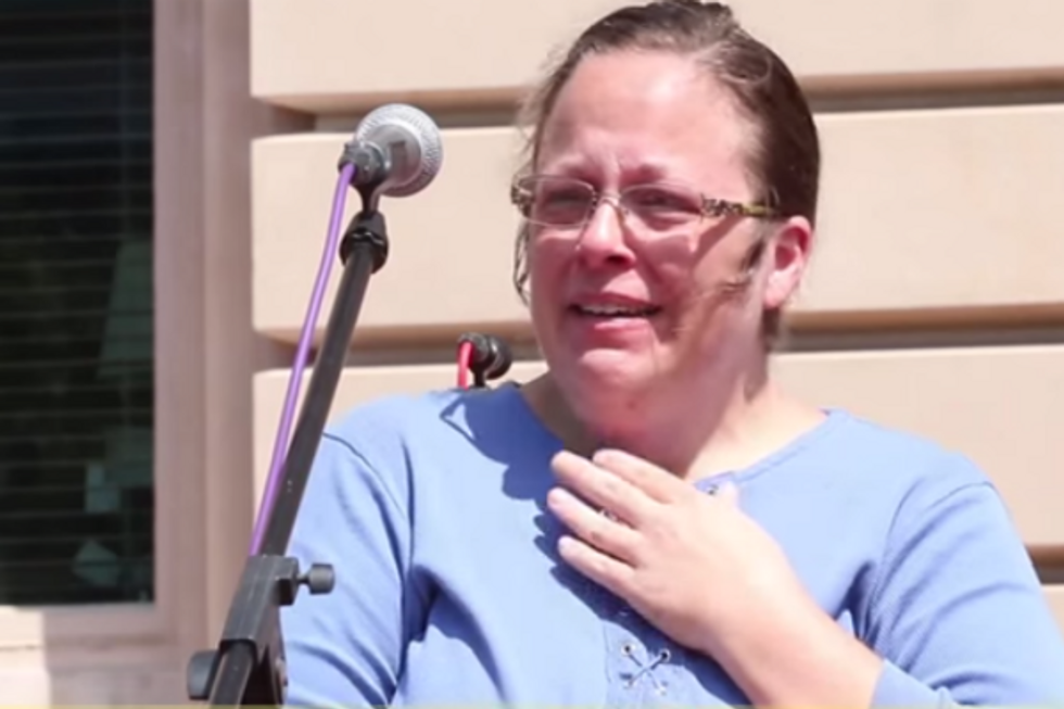 Nice Christian Protesters Say Kim Davis Is Big Whore, Going To Hell Probably