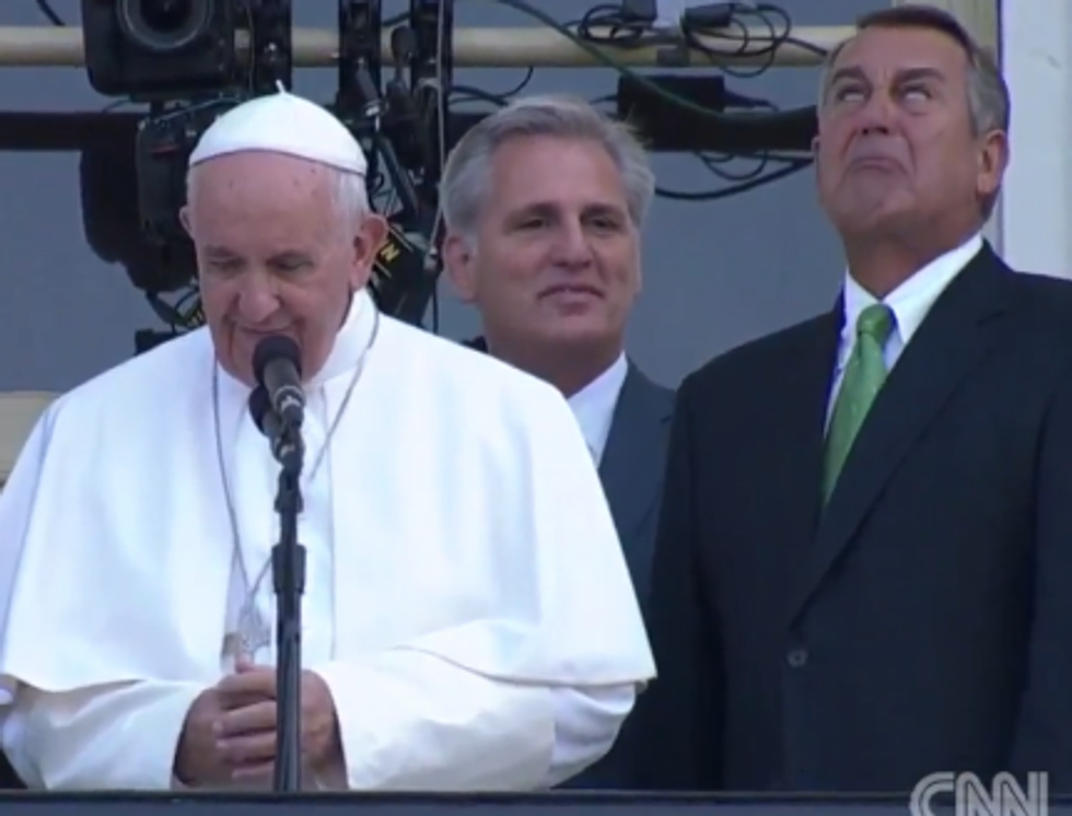 Here Are A Bunch Of Pictures Of John Boehner Crying Alcoholic Tears On The Pope