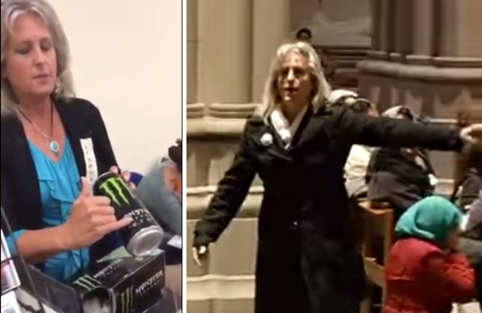 Nice Christian Lady Mad At Energy Drinks, Muslims, Saves America