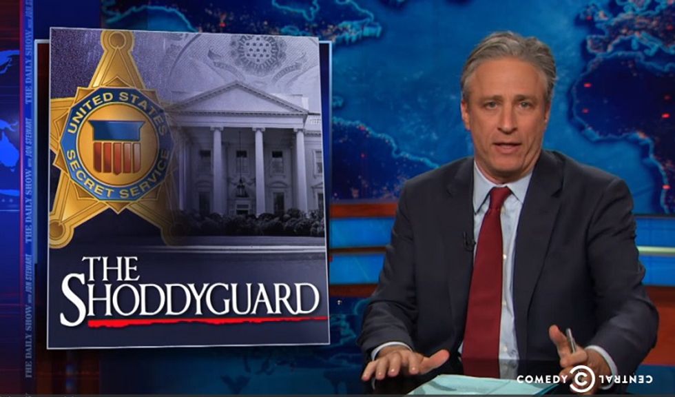 Jon Stewart Literally Disembowels Secret Service, Feeds It To Unused Guard Dogs (Video)