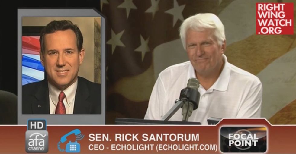 Rick Santorum And Bryan Fischer Share Sweaty Fantasies About Banning 'Secularism' From Schools