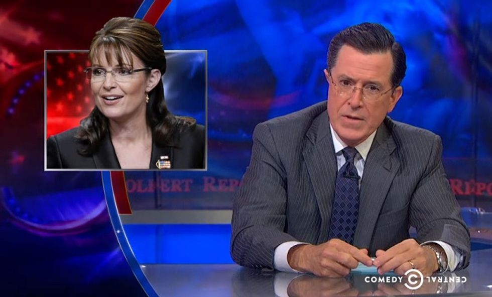 Stephen Colbert Lurves The Sarah Palin Channel Almost As Much As We Do