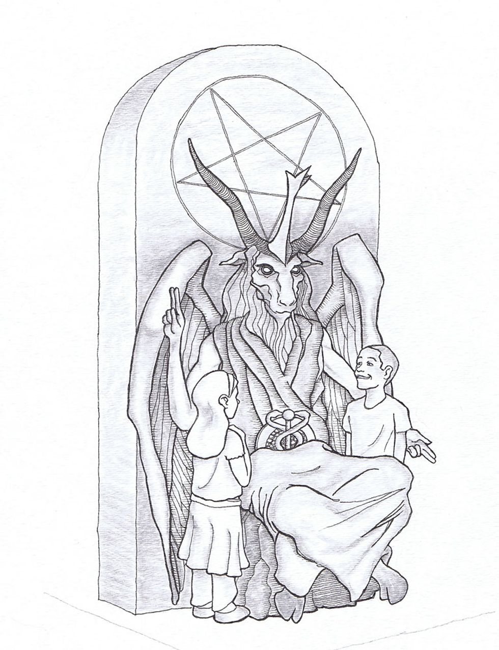 Satanic Temple Unveils Beautiful Artist's Rendering Of Its Sweet Dark Lord For Oklahoma Capitol