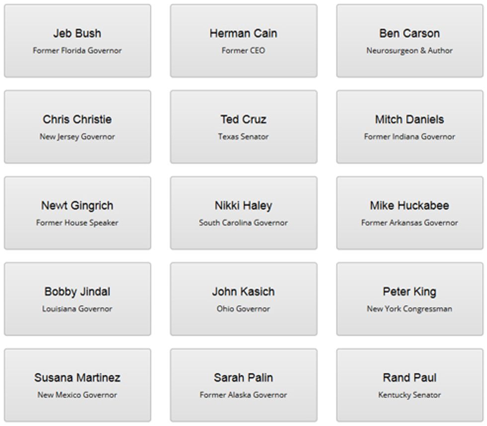 Why Wait For The Primaries? GOP 2016 Poll Lets You Pick Terrible Candidates Now