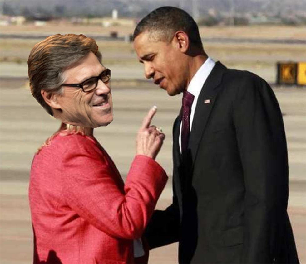 Rick Perry Won't Meet With That Obama Varmint, Unless'n He Does