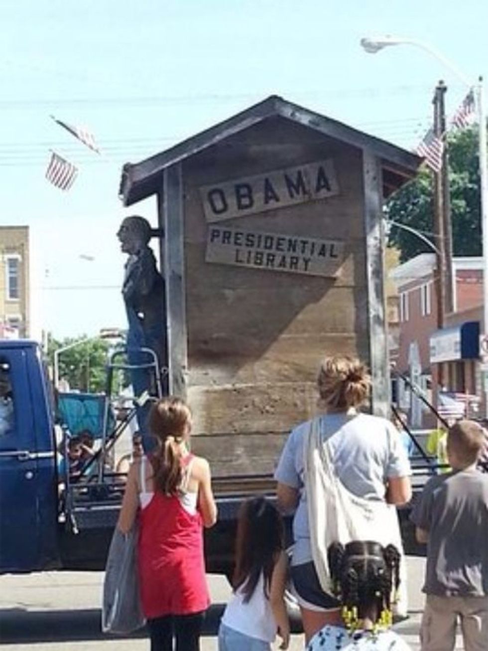 Cool Obama Presidential Library Outhouse Parade Float Is What America Is All About