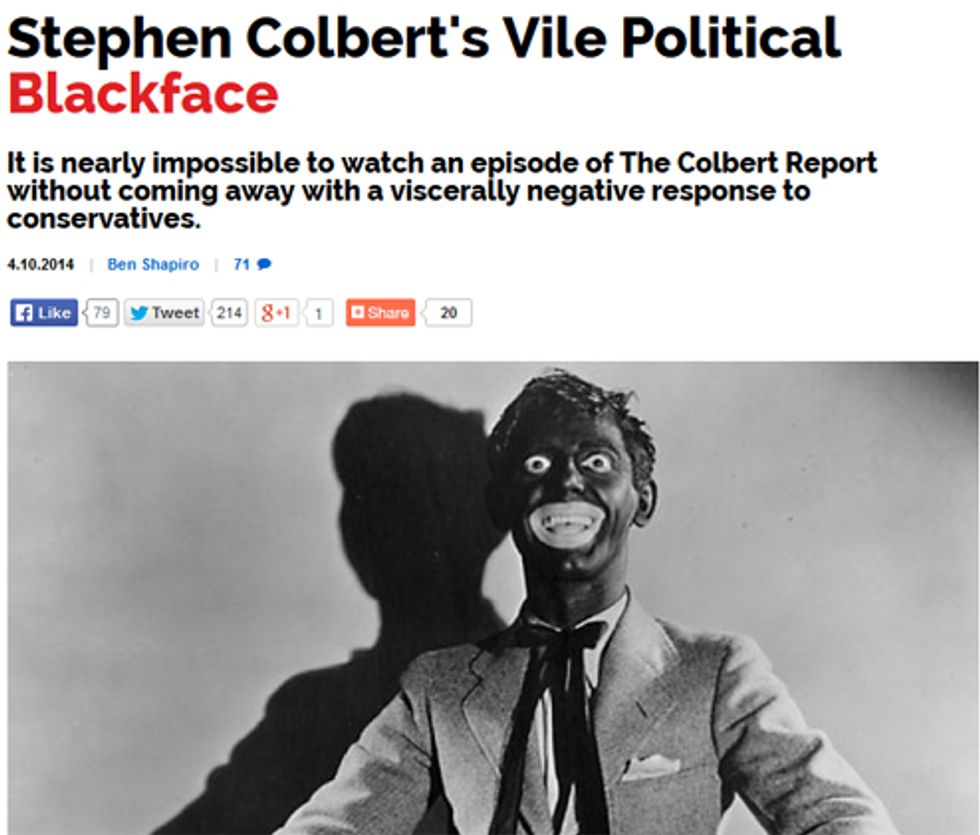 Beetle-Browed Whine Machine Ben Shapiro Pretty Sure Stephen Colbert Is Al Jolson