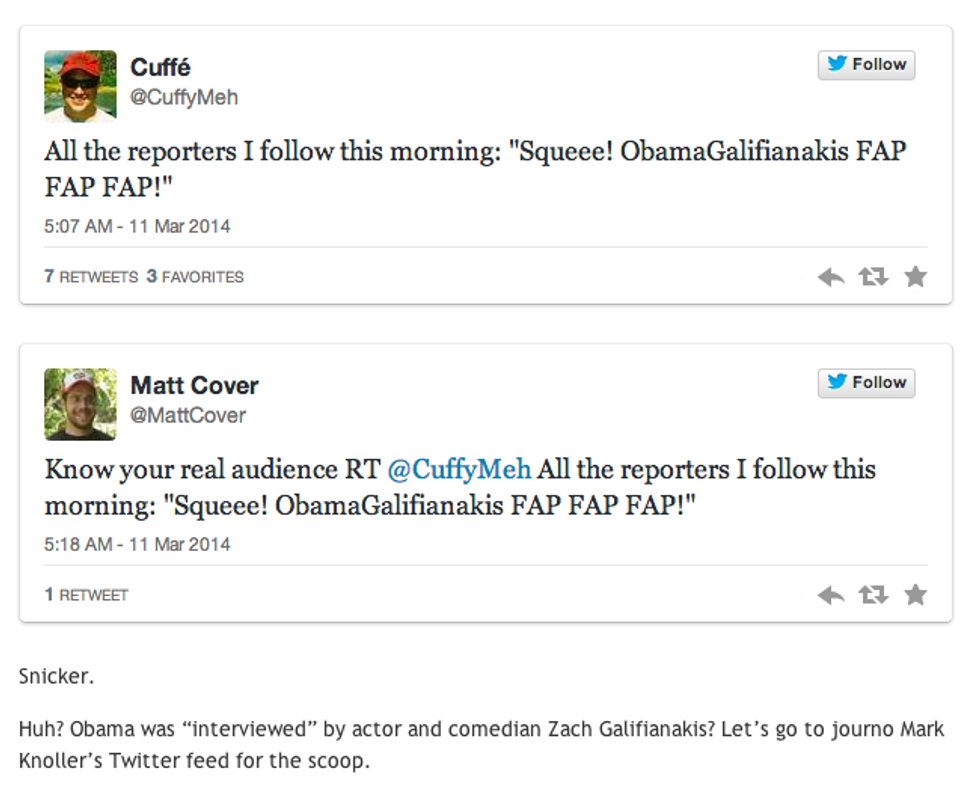 Zach Galifianakis Interviews Obama, And Twitchy Has Thoughts About It Buried In There Somewhere We Guess