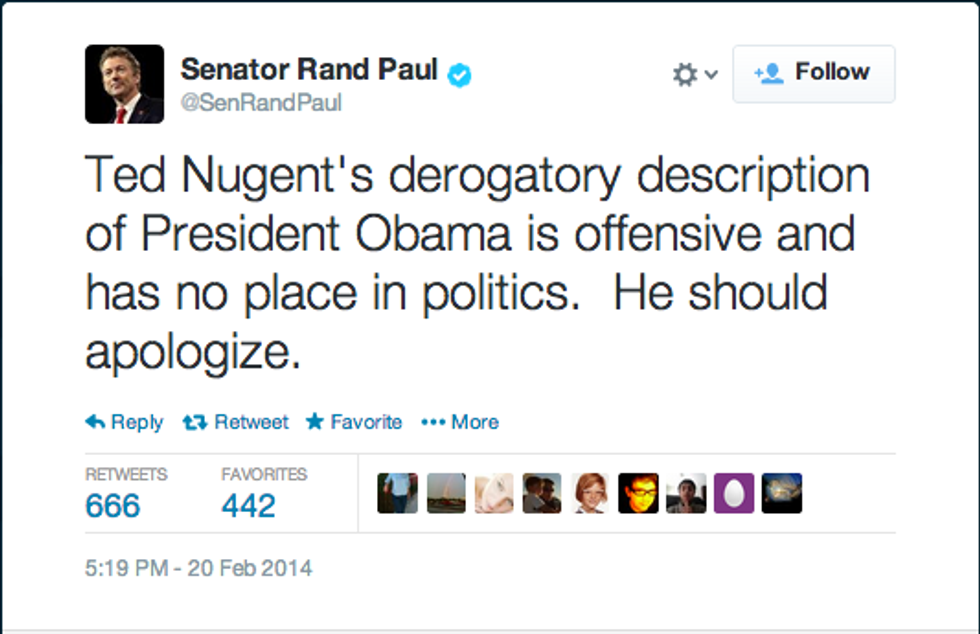 Rand Paul Murders Ted Nugents First Amendment Rights With Machine Gun Of Single Mean Tweet