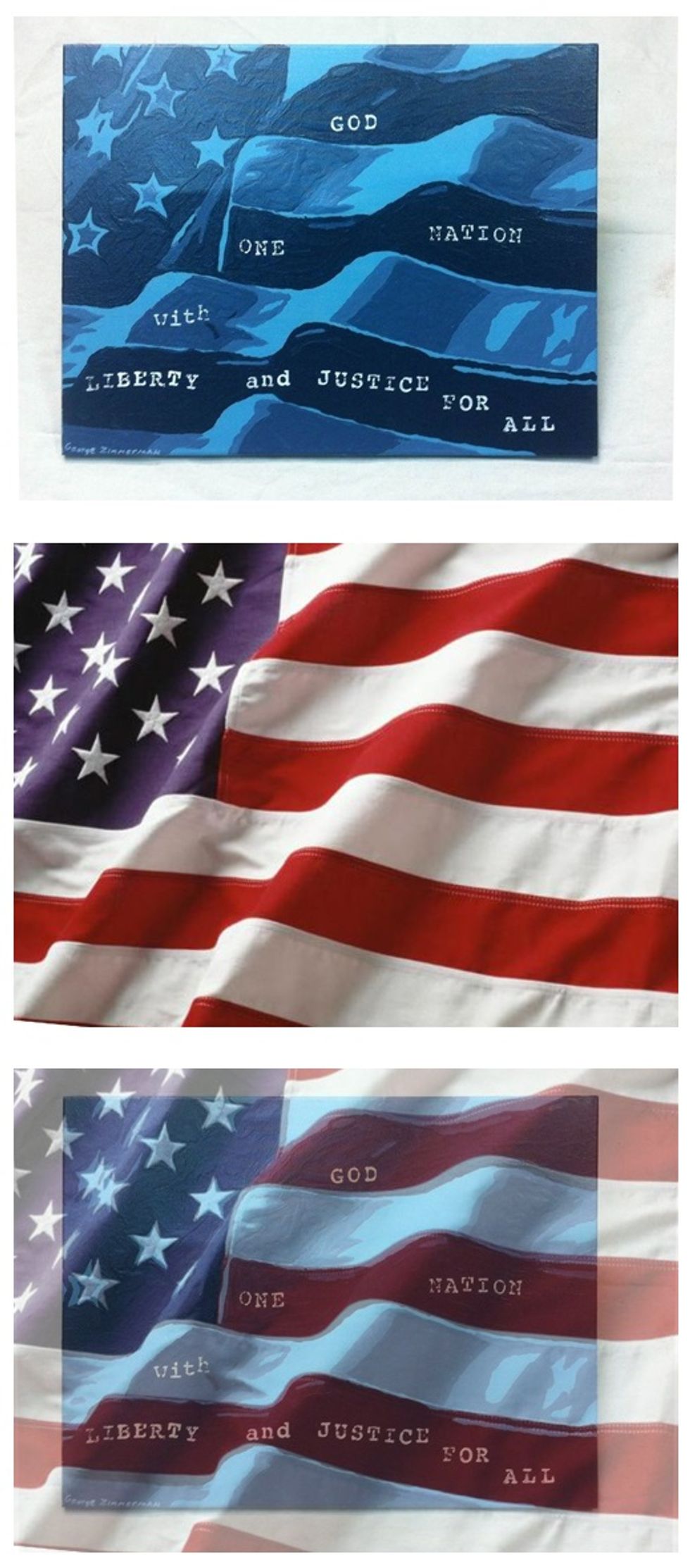 Surprise, Surprise, Surprise: George Zimmerman Stoled His Inspirational Flag 'Painting' From A Stock Image