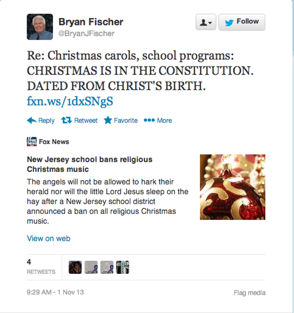 Bryan Fischer: Founders Wrote Christmas Into Constitution In Invisible Ink Only Bryan Fischer Can See