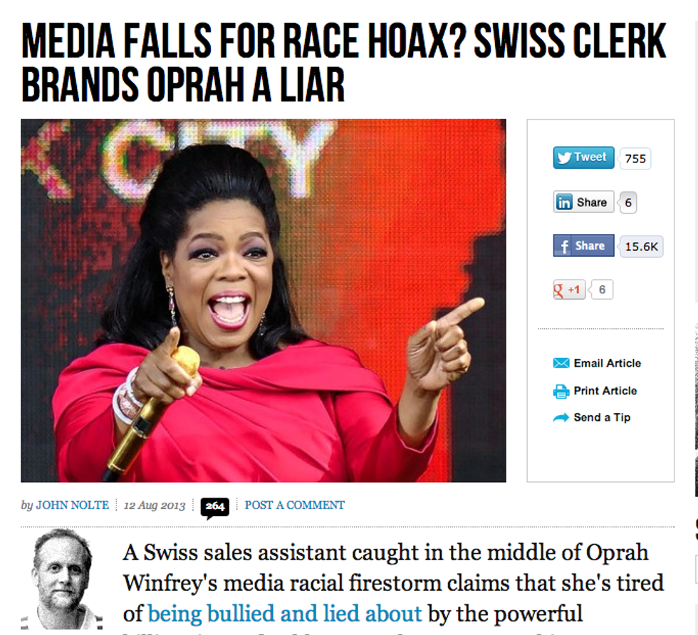 Breitbart Unafraid To Ask: Why Is Oprah Winfrey Such A Racist Liar?