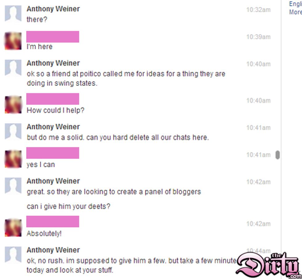 Some Lady: I Did Sexting With Anthony Weiner And All He Offered Was Help Getting Me On This Lousy Politico Panel (UPDATED!)