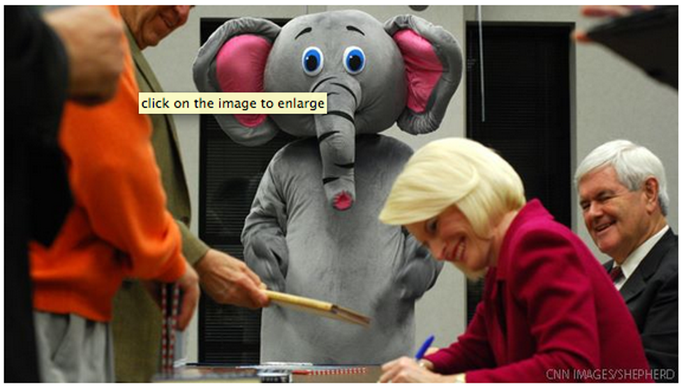 Contest! Caption This Sextorter GOP Creep In An Elephant Costume, With The Gingriches!