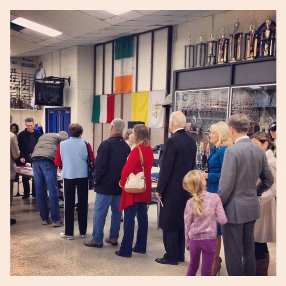 Here Is Joe Biden Standing In Line Like A Boss