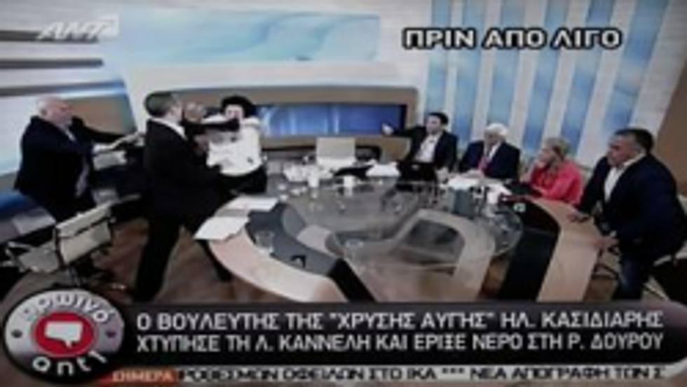 Neo-Nazi Greek Politician Beats On Lady Politician On Live TV (VIDEO)
