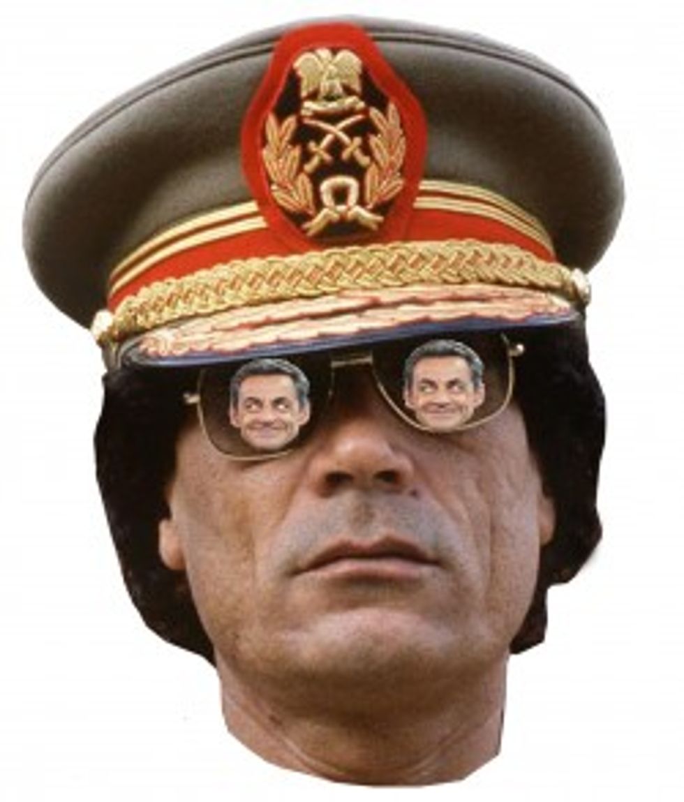 Nicolas Sarkozy In Bedouin With Gaddafi