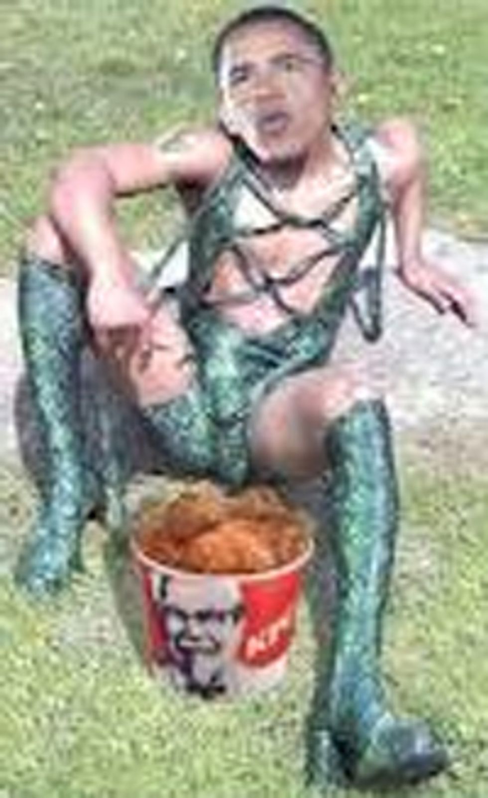 Conservative Think Tank Apologizes For Posting Image of Obama Eating KFC In Sex Chains