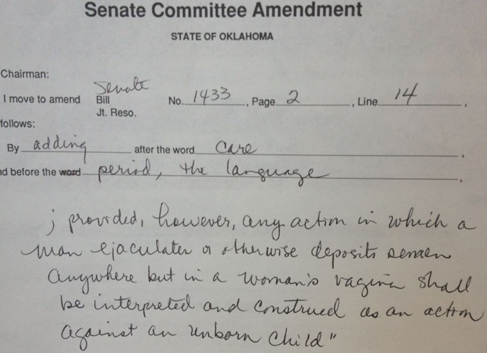 Senator Mocks Crazies With 'Each Sperm Is Sacred' Amendment