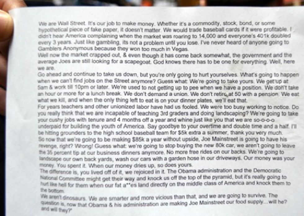 Jackass Trader Expands On Crazy Leaflets With Insane Manifesto