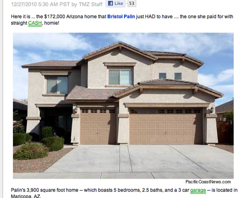 Quitter Bristol Palin Moving Out of Bland Arizona Mansion