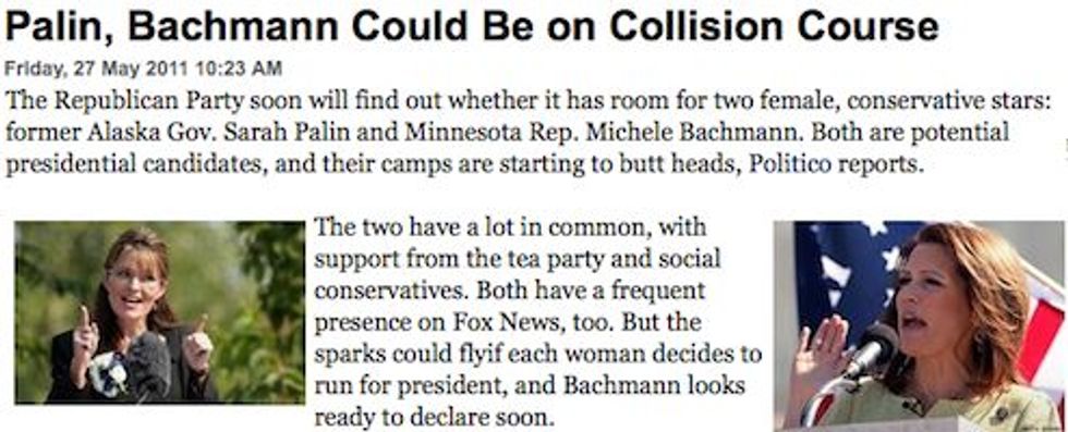 Right Wing Website Fantasizes About Palin Colliding Into Bachmann