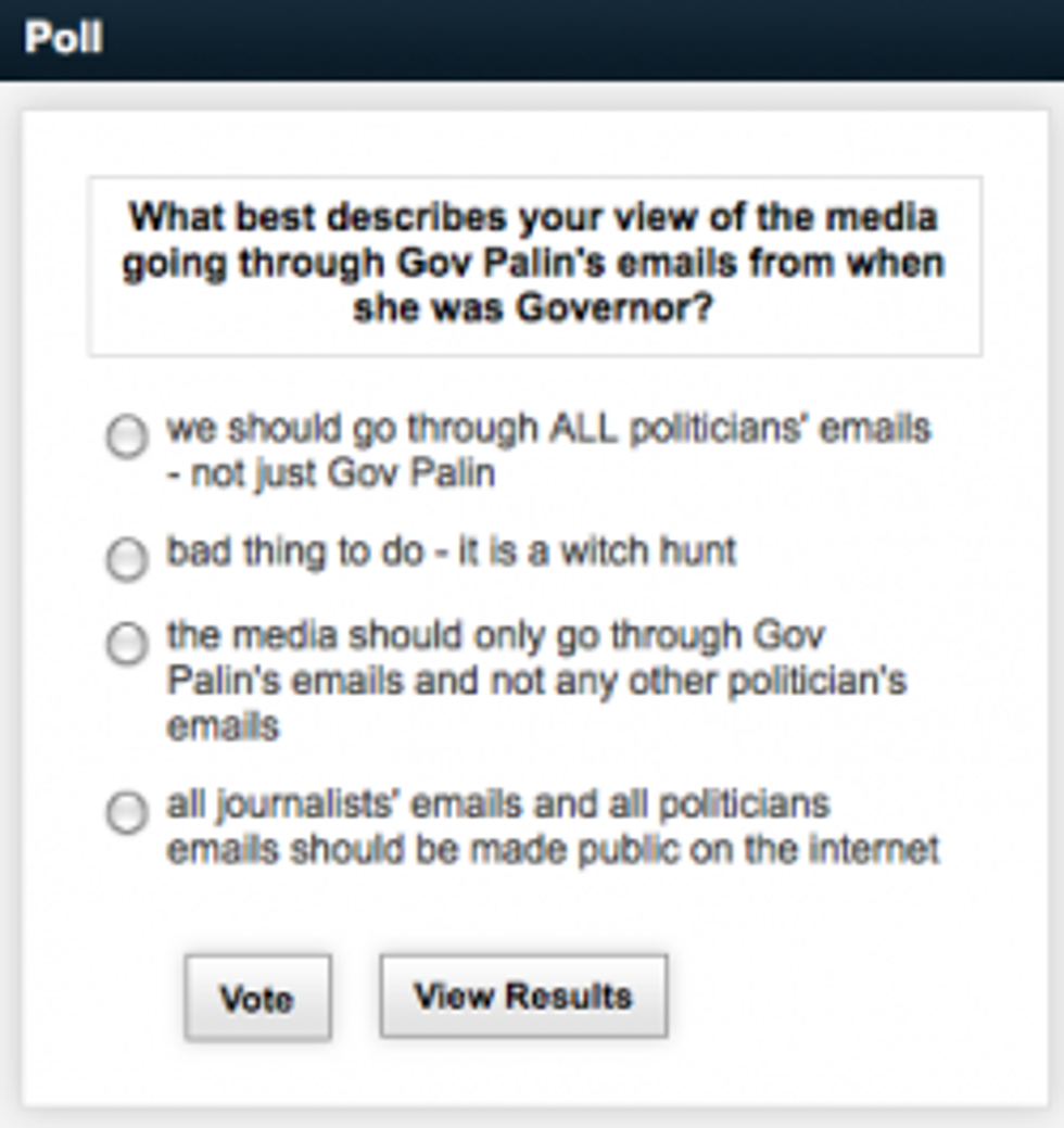 Stupid Palin Email Dump Media Frenzy Makes Fox News Poll Kind of Fun