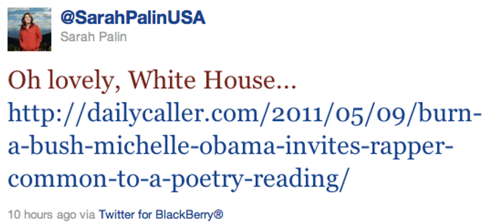 Sarah Palin, Conservative Media Angry At White House, Rapper